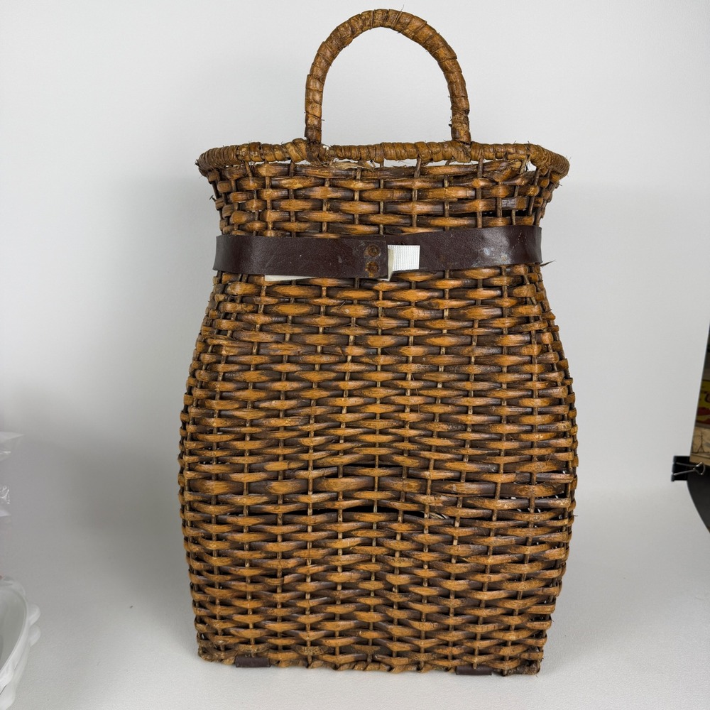 Vtg/antique Adirondack Trapper Pack Basket Woven Rustic Lodge Decor 16" - Picture 2 of 16